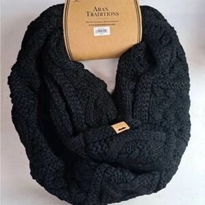 Aran Traditions Black Knit Infinity Scarf/Snood